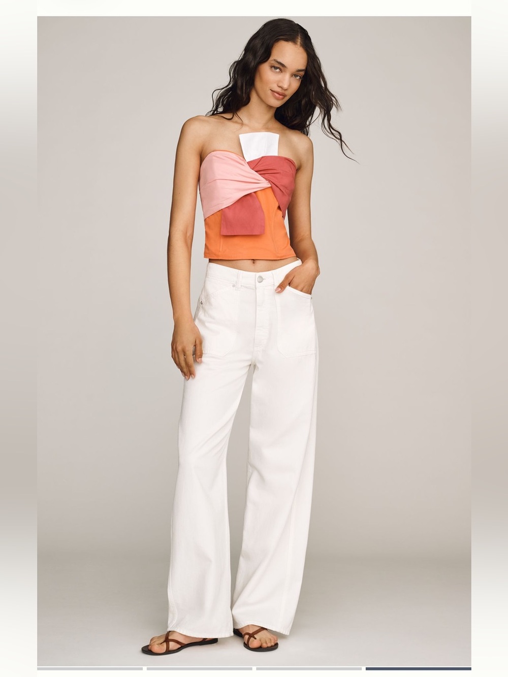 Anthropologie Porridge Cotton Strapless Twist Bow Top - Picture 4 of 6
